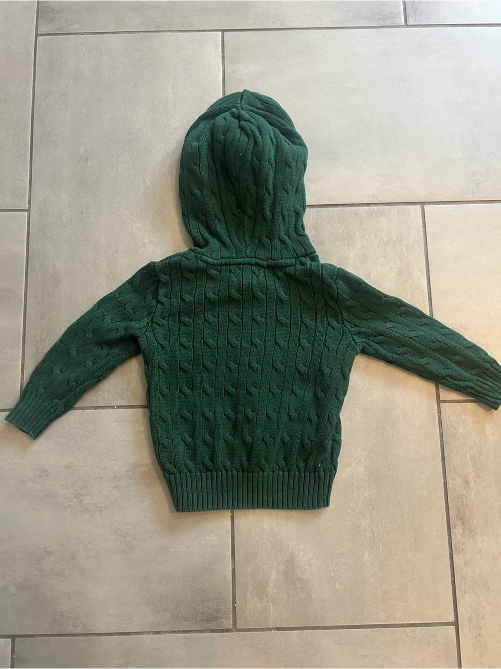 Ralph Lauren Boys Cable-Knit Cotton Hooded Sweater in Green